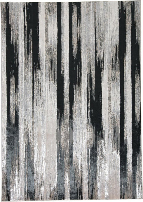 4' X 6' Black Silver and Gray Abstract Power Loom Area Rug